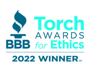 a logo announcing the 2022 BBB Torch Awards winner